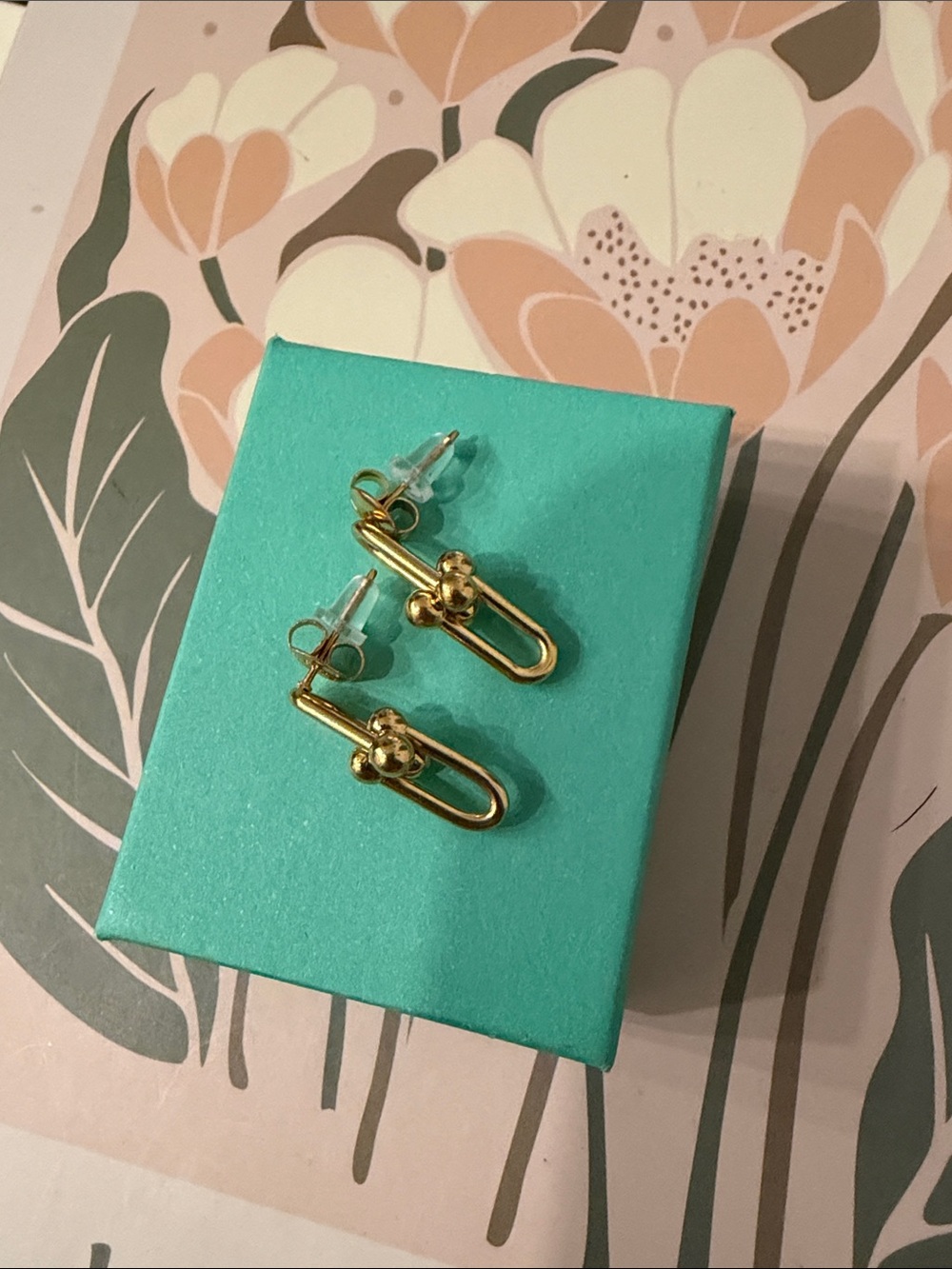 Non Tarnish Gold Paperclip Knot Drop Earrings
